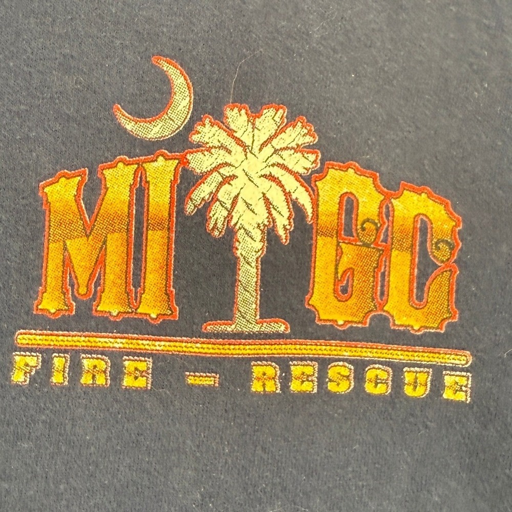 VTG Hanes Beefy-T Murrells Inlet Garden City Fire Rescue Graphic Shirt Navy LT - Picture 6 of 7